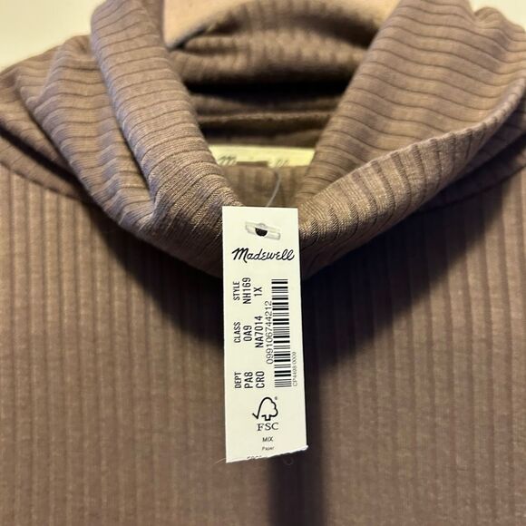 Madewell Ribbed Turtleneck Womens Size 1X Taupe Lightweight New - Picture 2 of 8